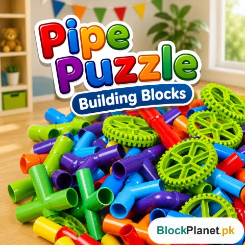 Colorful Creative Pipe Puzzle Building Blocks for Kids With Wheels (64 Pcs | 5117)