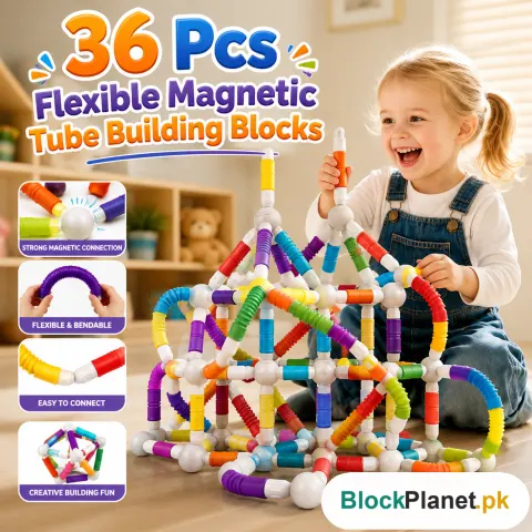 Flexible Magnetic Tube Building Blocks - 36pcs (158-40)