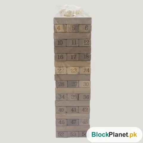 Wooden Stacking Tower Jenga Blocks Pack Of 54Pcs - Fawn