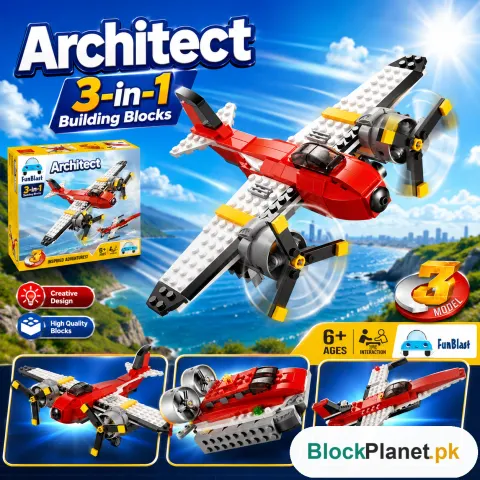 Architect 3-in-1 Fighter Jet, Boat & Airplane Building Blocks (241+ Pcs | 3111 )