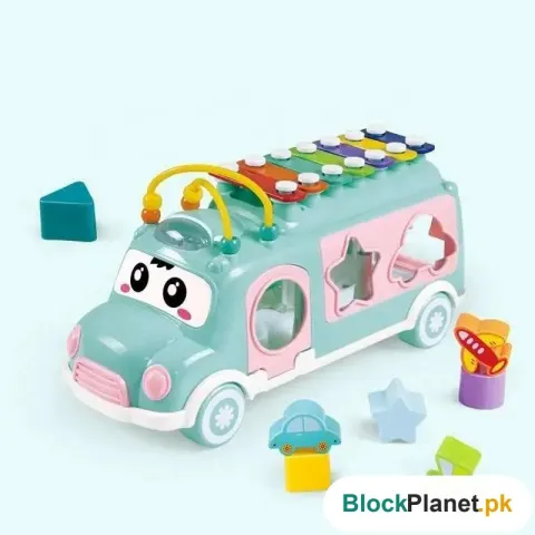 3 in 1 Music Xylophone Learning Bus for Kids (Random Color)