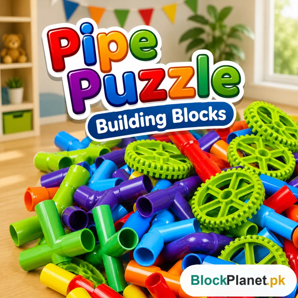 Colorful Creative Pipe Puzzle Building Blocks for Kids With Wheels (64 Pcs | 5117)